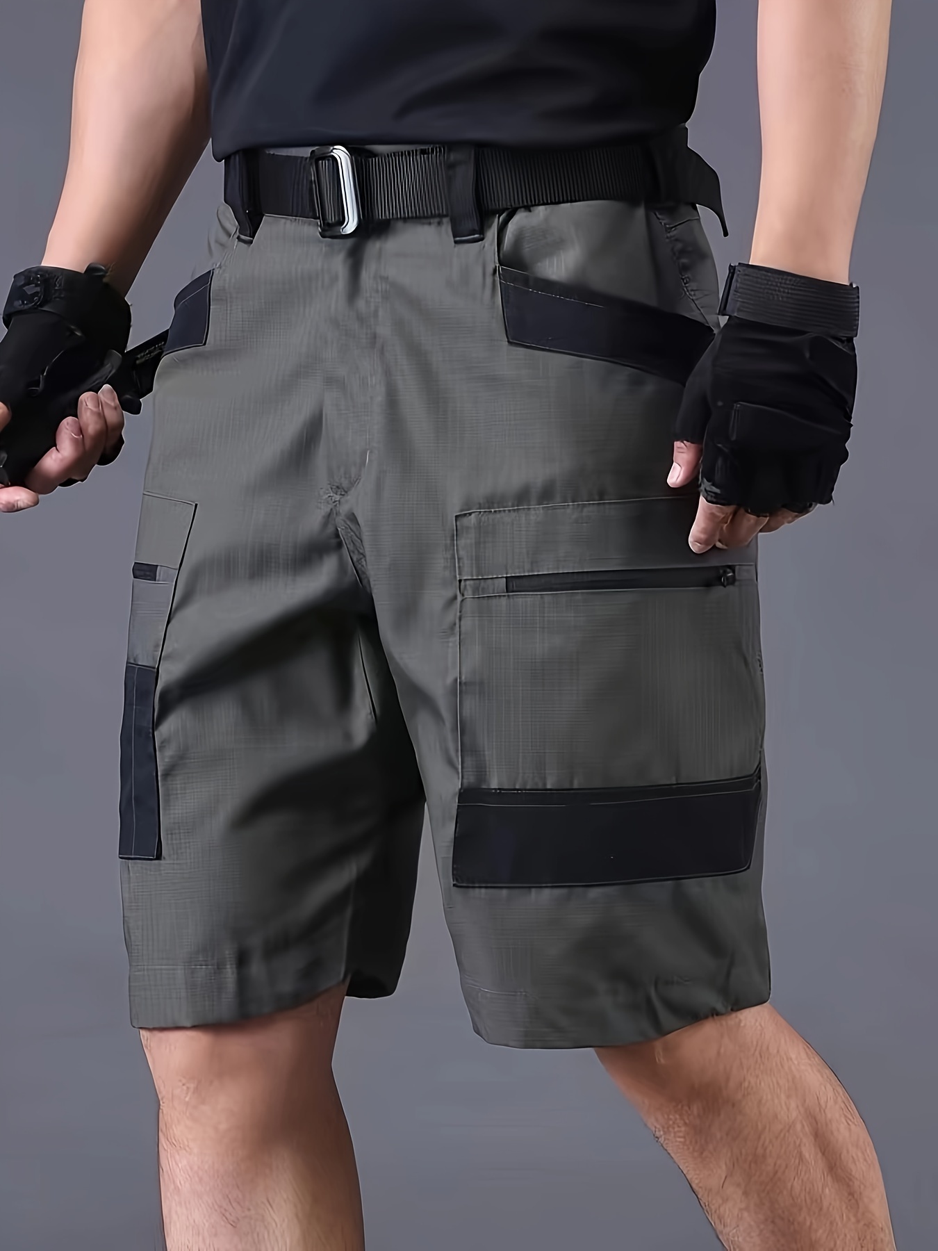 Plus Size *'s Cargo Shorts Durable Casual Outdoor Work Shorts With  Pockets