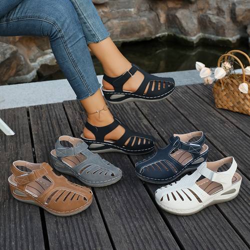 retro sandals womens summer new hole shoes thick round head slope with octopus sandals women shoes