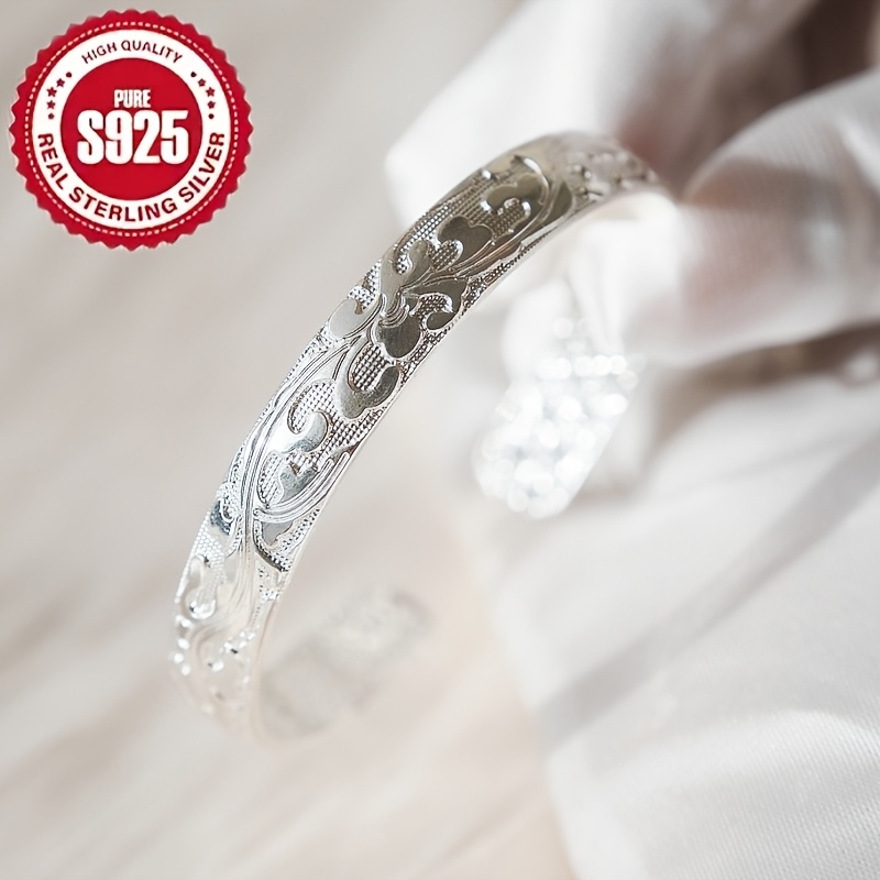 

925 Sterling Silvery Women's Bracelet. Bohemian Style Open Silvery Bracelet, Suitable For Wear, Daily Gifts And Party Gifts, Valentine's Day Gift