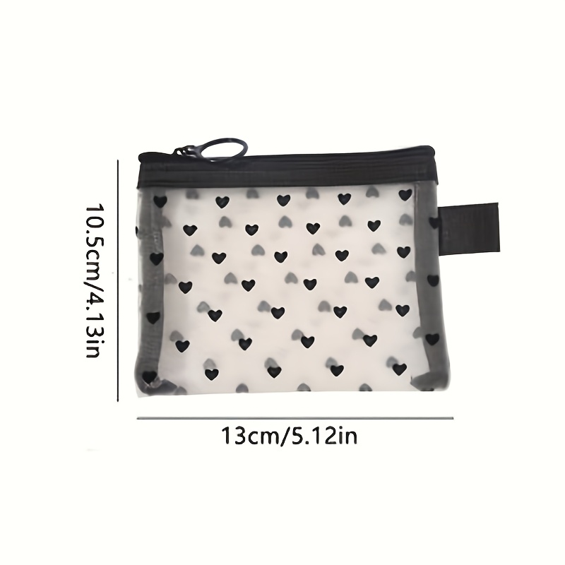 TEMU 1pc Heart-shaped Transparent Storage Bag, Suitable For Lipstick And Small Items, Beige Foldable Organizer Bag With Beige Lipstick Holder