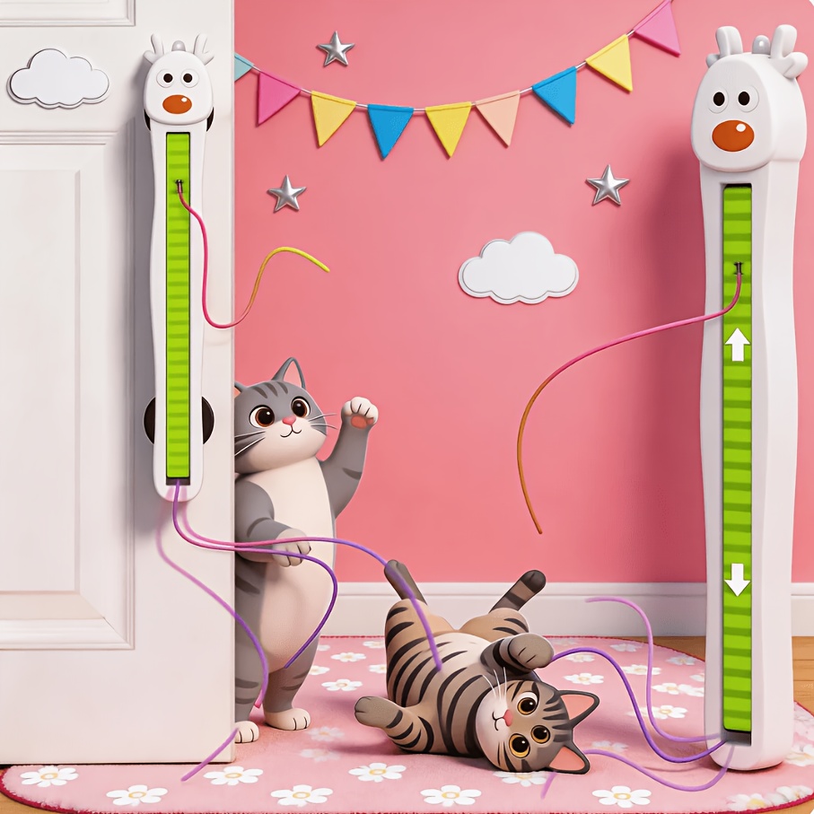 TEMU Interactive Cat Toys For Indoor Cats - Automatic Cat Toys With Motorized String Action, With Adjustable Motion , Sticking Door/walls Electric