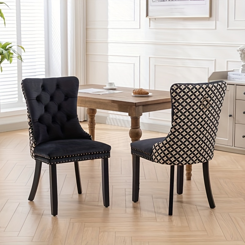 Dining Chairs Set of 2, Solid Wood Legs, Velvet Button Tufted Padded Cushion Seat and Back, for Dining Room Kitchen Accent Side Chair 11 Dining Chairs Set of 2, Solid Wood Legs, Velvet Button Tufted Padded Cushion Seat and Back, for Dining Room Kitchen Accent Side Chair - Image 11