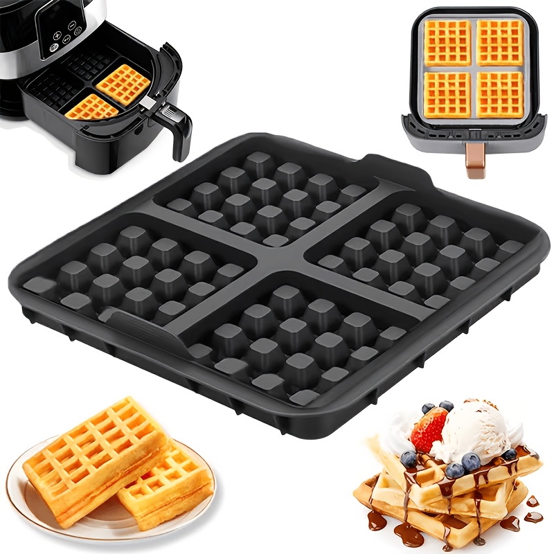1 Square Waffle Mold - Baking Pan, Suitable For Most 4-7qt Air Fryers | Reusable For , Pancakes, And | Dishwasher Safe