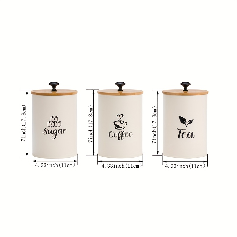 Set Of 3pcs, Food Sealed Metal Storage Cans With Sealed Ring Handles, Suitable For Storing Coffee Beans, , Sugar, Grains, Reusable, Kitchen Countertop Tidy, Beige