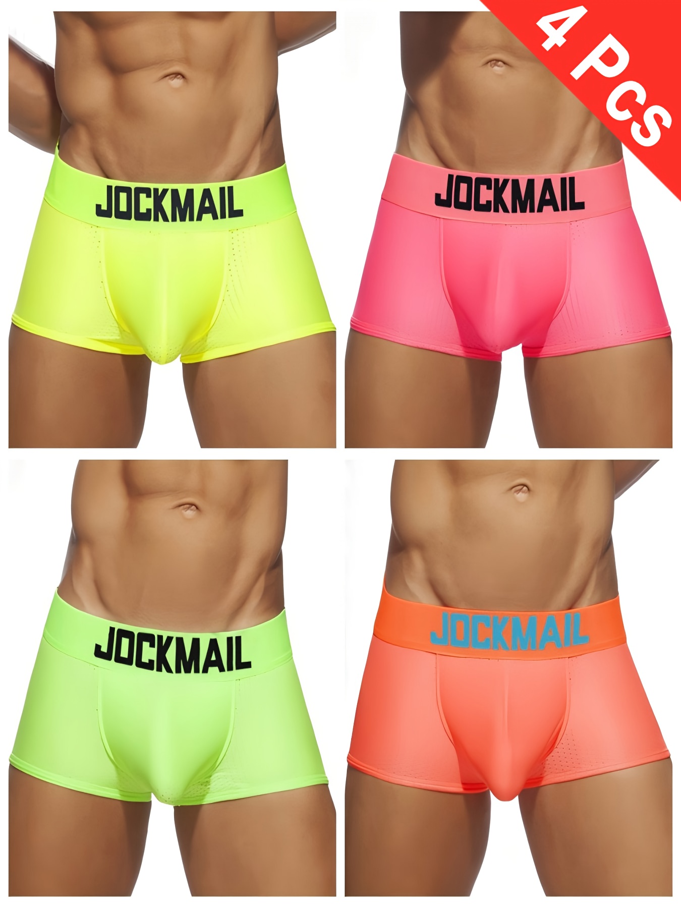 4pcs Neon   Classic Low-  Mesh Breathable Men S Underwear, Casual   Trendy Boxer Briefs for Daily Wear and Sports, Workout Underwear, Casual Attire,  , Stylish Underwear, Lightweight Underwear, Stretchy Material, Multipack Underwear, Multipack Boxers,  , Gym Enthusiasts, Men S Underwear/suspender/low   Boxer  /boxer/  For Men, Men S   Boxer
