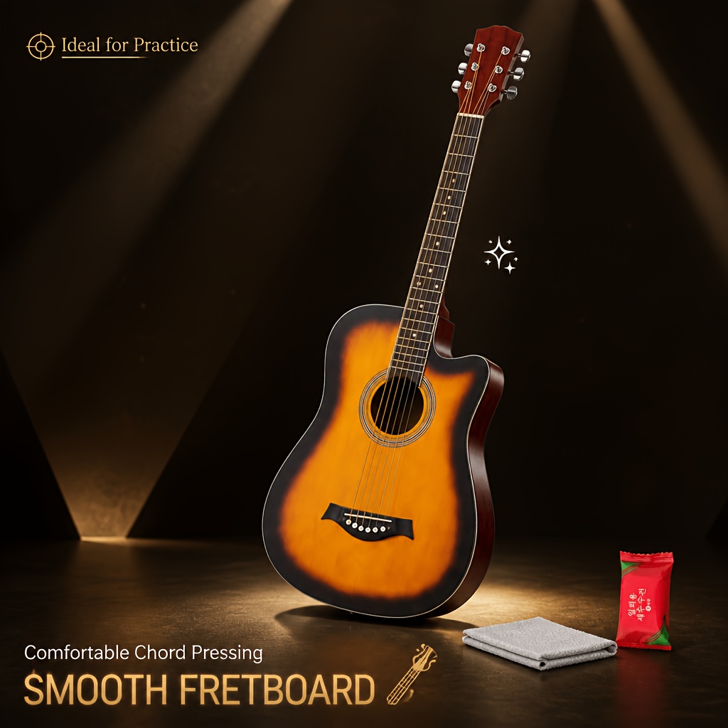 38 Inch Basswood Acoustic Guitar with Full Play Kit & Compressed... product image 10