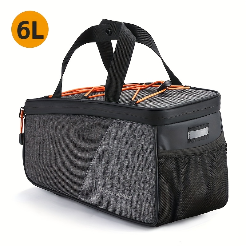 Image of West Biking Bike Bag 2 In 1 Sports Fitness Handbag Bicycle Rear Seat Bag 6l Large Capacity Bike Rack Bag Bicycle Rear Basket Flat Bottomed Luggage Bag Black 1pc 6l