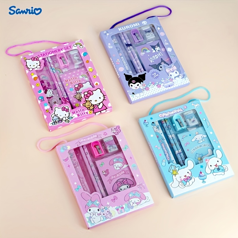 

Sanrio Kuromi Stationery Set Student Ruler Pencil Set Cute Cartoon Stationery Eraser Set