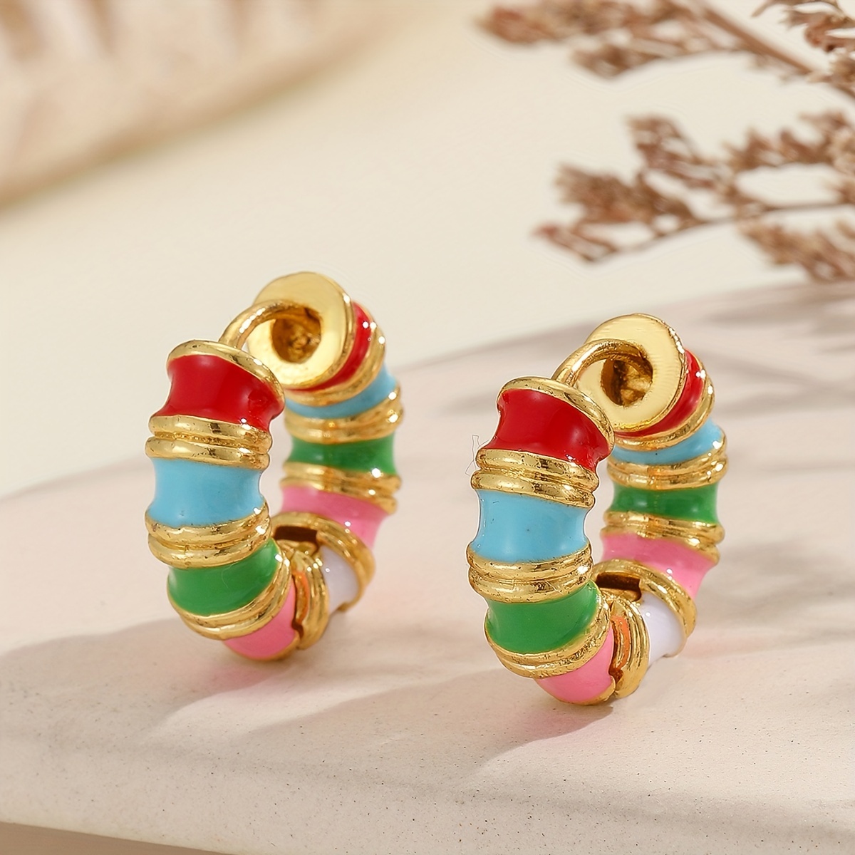 Exclusive Copper Painting Enamel Earrings for Women
