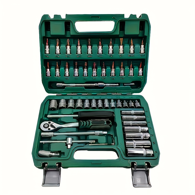 

Repair Kit With Stainless Steel Tools - Includes Quick Ratchet Wrench & , Green Toolbox