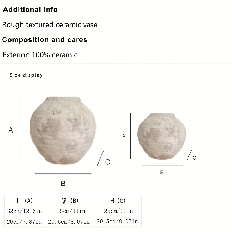 1pc Pure Handmade Pottery Jar Rough Texture Ceramic Vase Home Creative Retro Style Farmhouse Country Decoration Vase, Suitable for Living Room, Kitchen, Entrance Decoration, Holiday Wedding Gift
