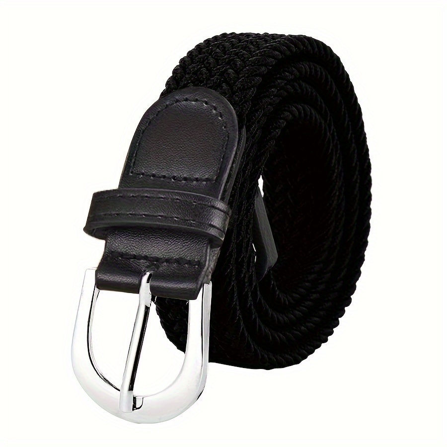 Image of 1pc Canvas Elastic Stretch Waist Belt, Non-constricting, Unisex Canvas Hole-free Prong Casual Pants Belt For Men's Golf