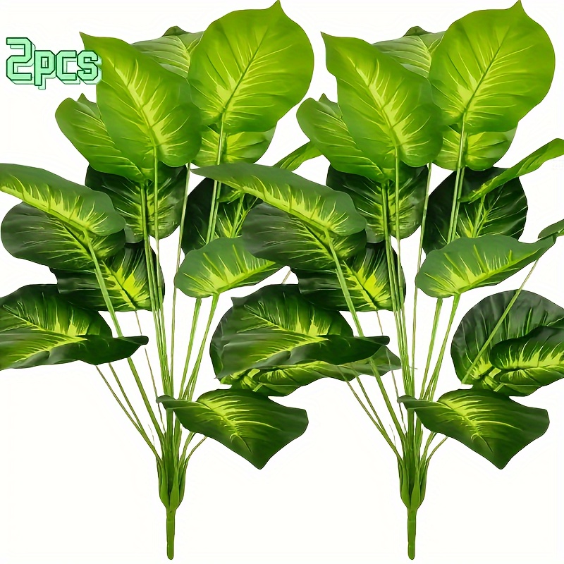 

Elegant Faux Greenery: 2 Premium Plants With 18 Large Leaves , Ideal For Weddings, Hotels, Home & Garden Decor, Photography Backdrops | No Maintenance, Realistic Look