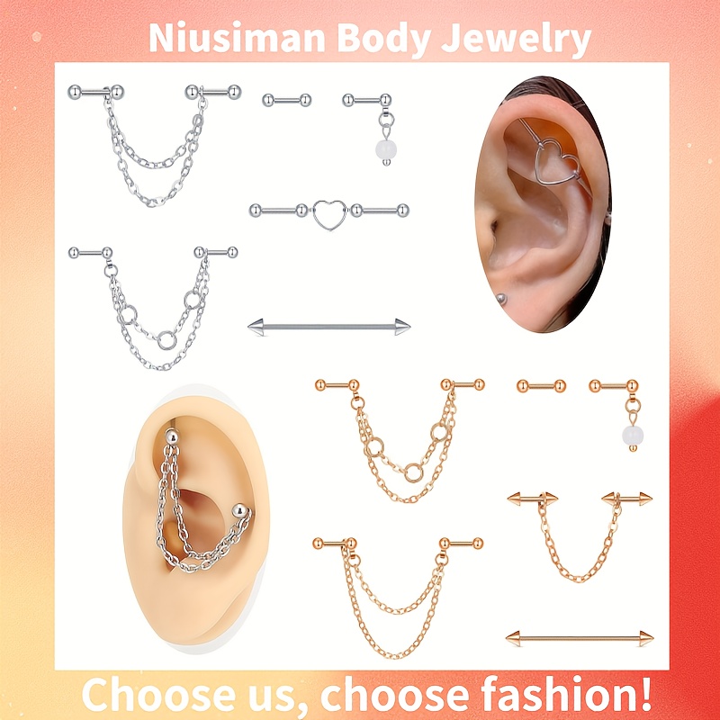 Industrial Gold 14G Industrial Surgical Steel Industrial Barbell