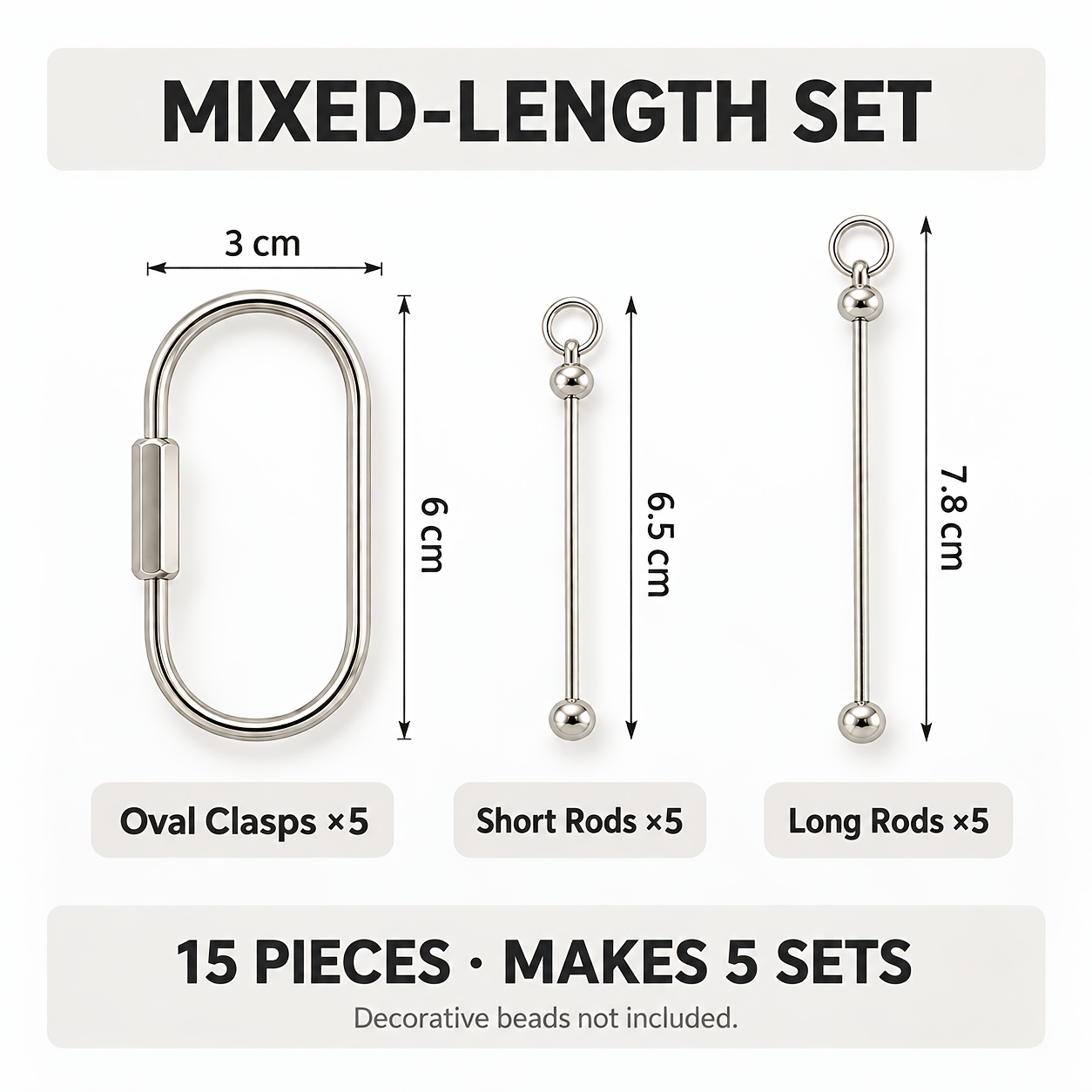TEMU A Set Of 15 Bead-style Screw-lock Keychains For Creative Keychains, Suitable For Men And Women. Made Of Jewelry Materials. A Perfect Gift For