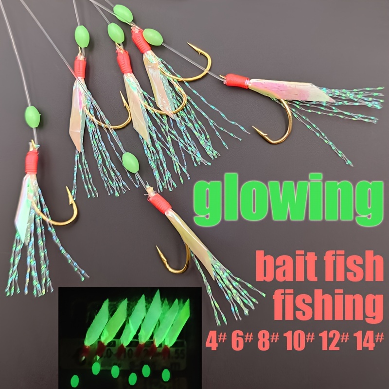 

Lunker 1 Set, Rig, Glowing Fake Fish Skin, Beads, High Carbon Steel Hooks For Saltwater Fishing