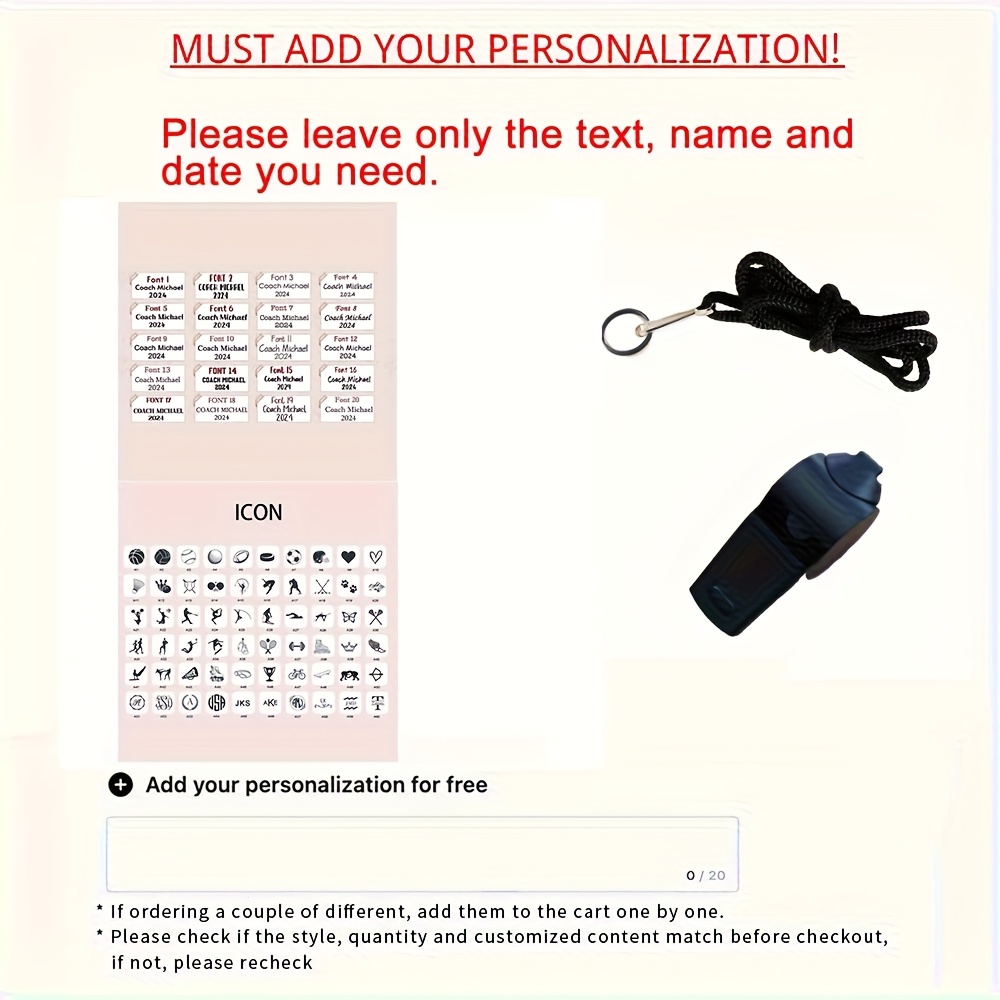 TEMU [customized] 1pc Personalized Laser Engraved Whistle With Black Lanyard, Teacher Appreciation Gifts, Gifts For Husbands And Fathers, Custom