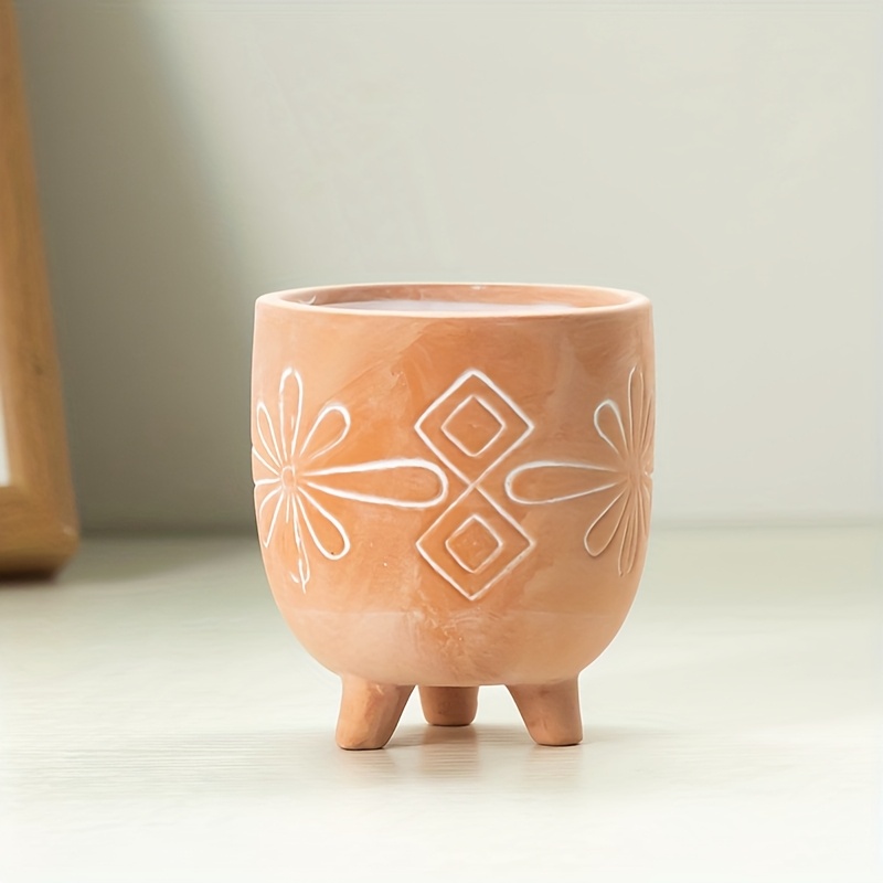 TEMU Coarse Pottery Flowerpot, Breathable Red Pottery Plant Planting Flowerpot, Succulent Ceramic Flowerpot, Bohemian Style, With Drainage Holes, Is
