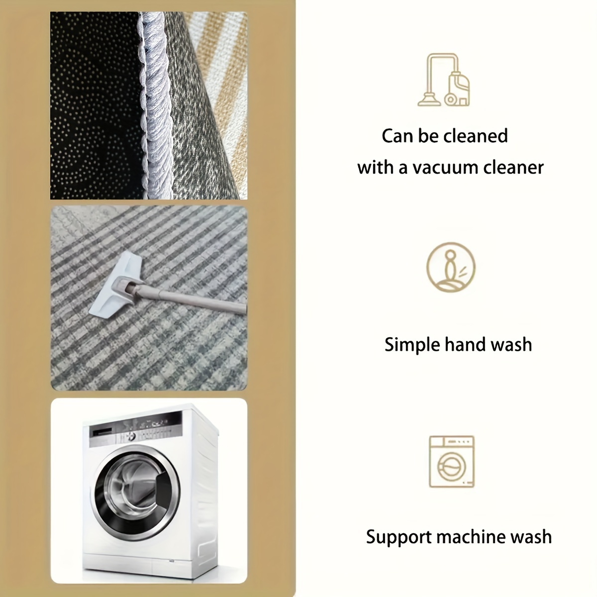 [1pc Autumn Polyester Mat] 1pc 850g/0.8cm Thick Machine Washable Polyester Autumn New Product Simulation Stone Road Texture Large Outdoor Patio Garden Mat