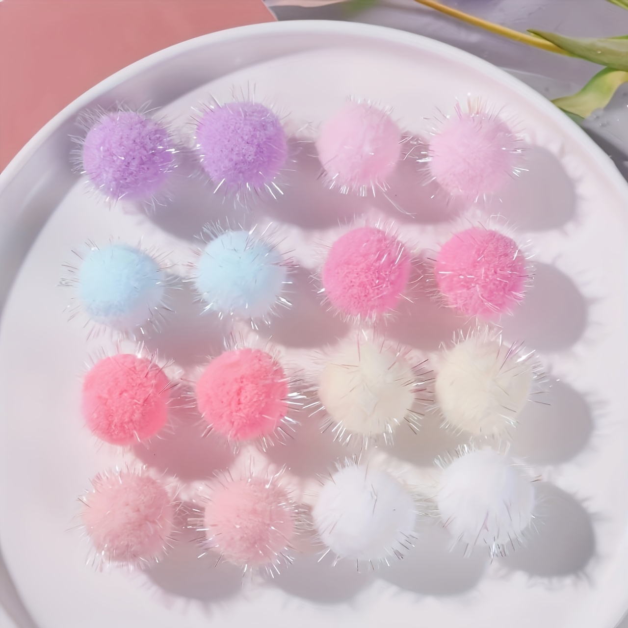 80pcs Sparkling Plush Balls Suitable For Diy Crafts, Scrapbooking, Hair & Making - Small Soft Fluffy Spheres With Handmade Decorations, Costumes, & (0.59-inch)