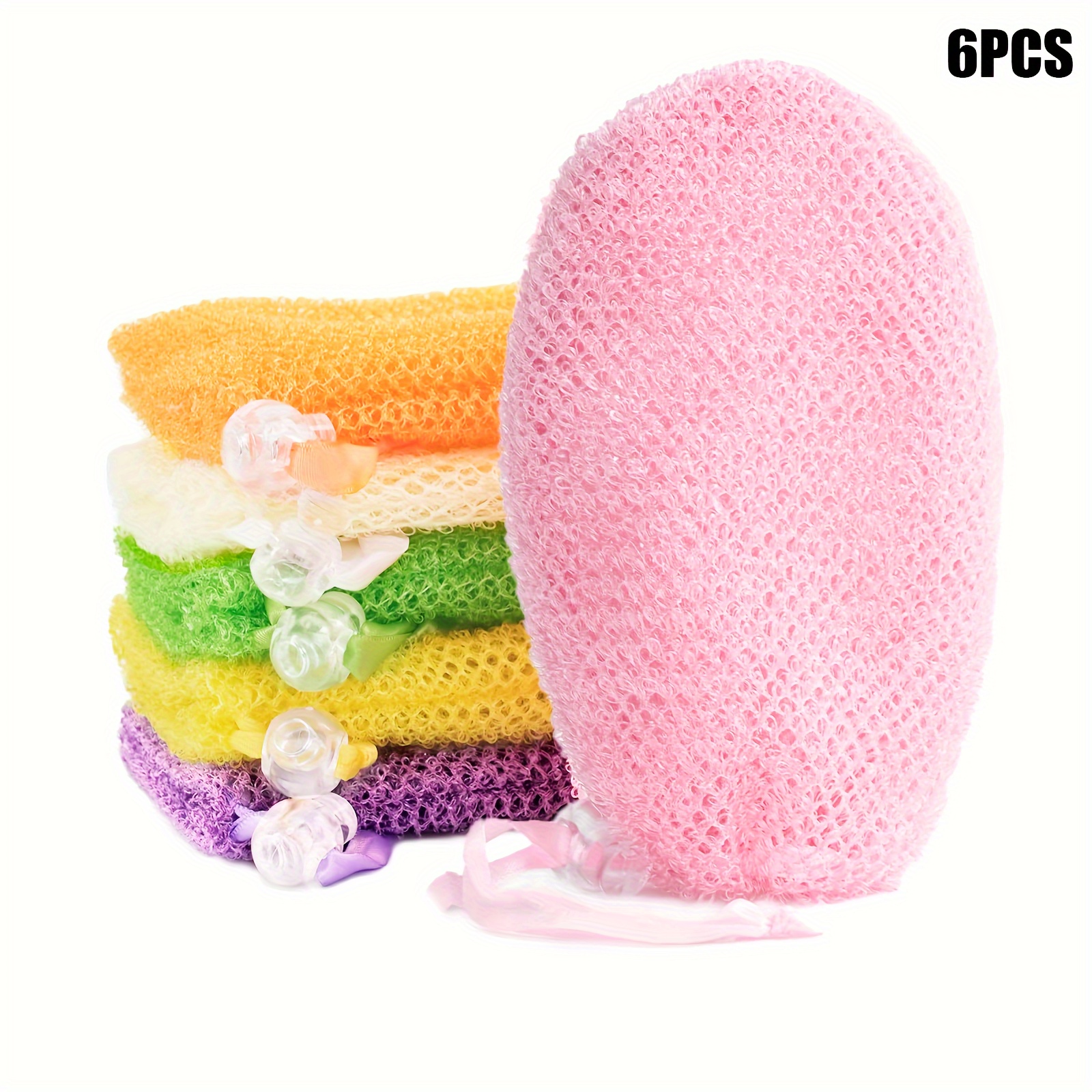 TEMU 6 Pack Mesh Pouches - Drawstring Exfoliating Soap Bags, Hangable & Reusable, -free Bath Accessory For Shower And Body Wash