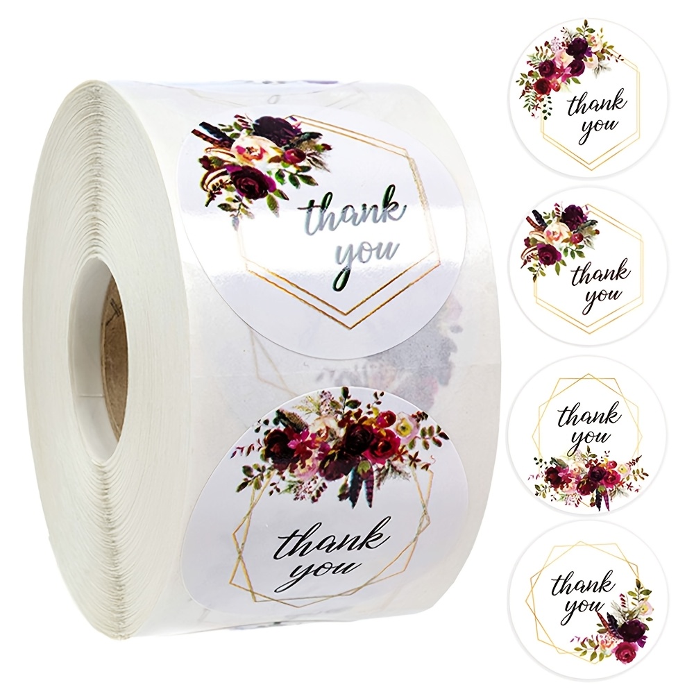 E-shop 500 Stück Blumen Dankeschön Serie Runde Aufkleber Siegel Etiketten Multifunktionale Dekorative Geschenk Verpackungsetiketten zum Backen