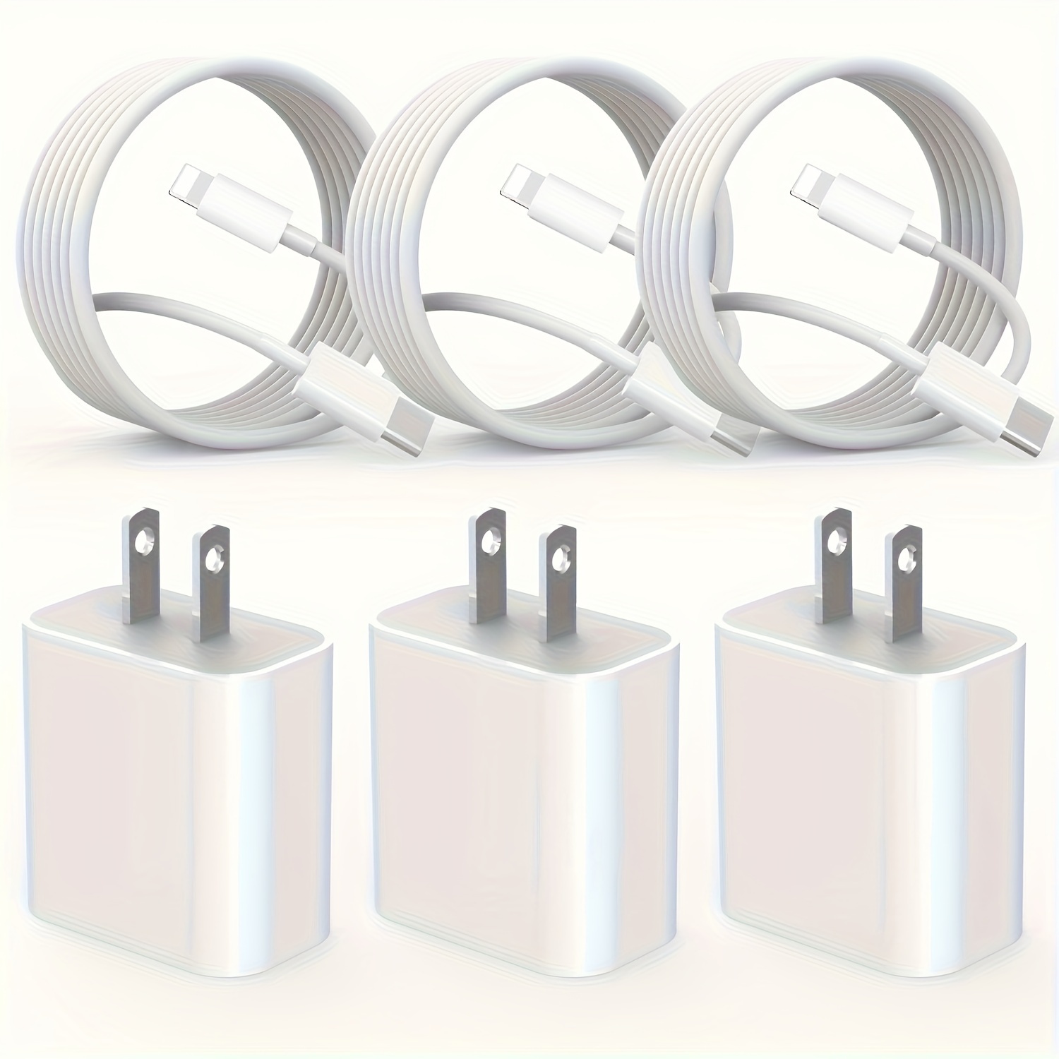 Cargador rápido para iPhone, cargador de pared rápida USB-C  dual de 35 W [certificado Apple MFi] paquete de 2 cables USB-C a Lightning  de 3 pies + cargador USBC plegable de