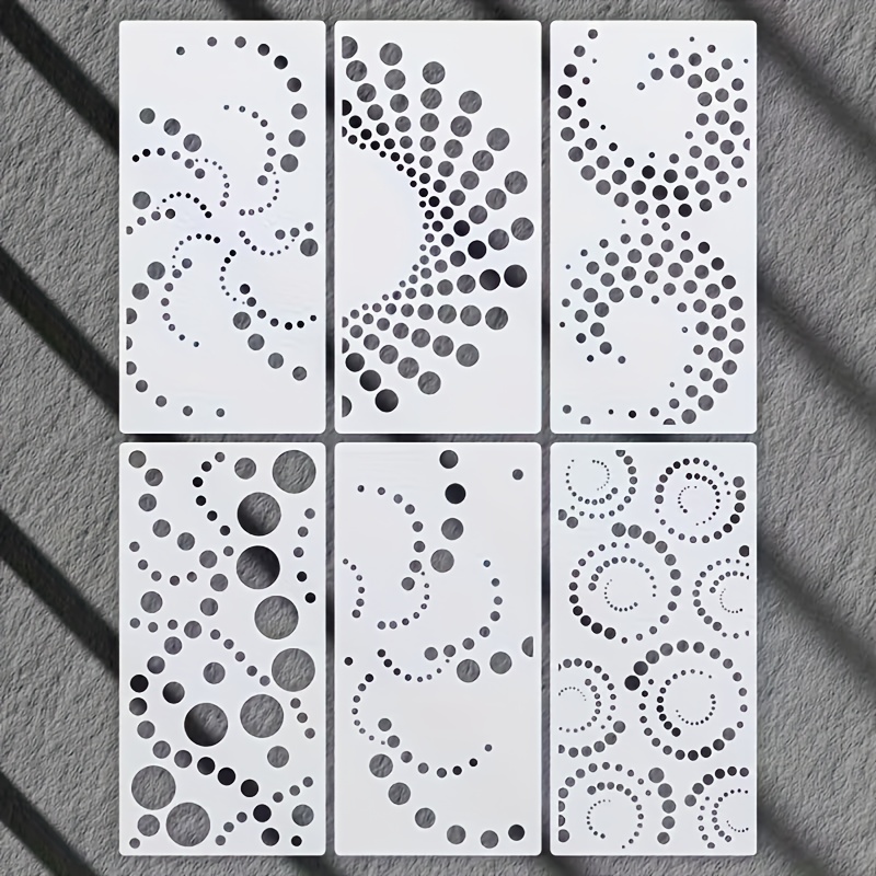 TEMU Un ensemble de 6 pochoirs circulaires géométriques, 5.5X11", modèles d'art réutilisables, adaptés au tissu, au journaling, aux projets et à la