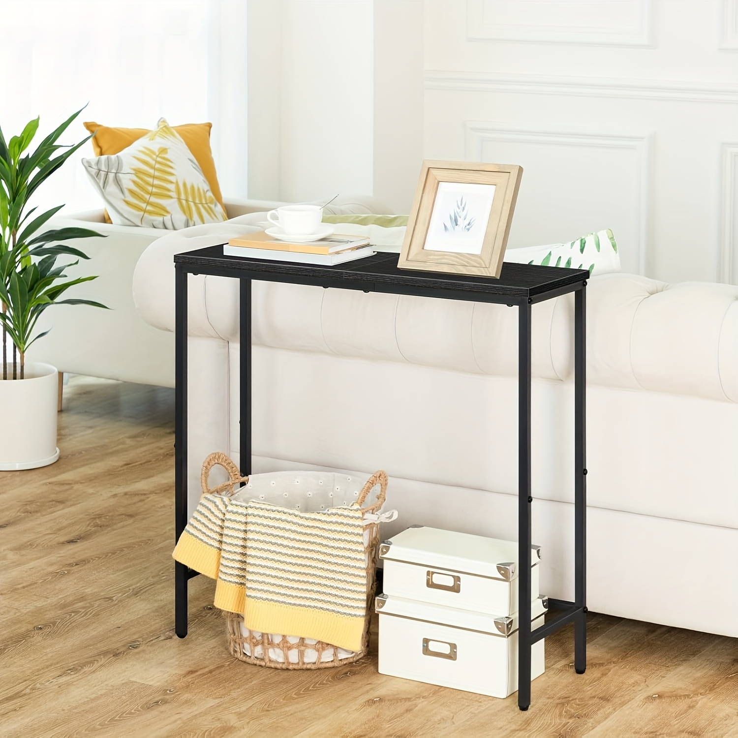TEMU Slim Narrow Console Table Suitable For Hallway, Entryway, Living Room - Space-saving Freestanding Sofa Table, Thin Display Table, No , Compact For Small Spaces & Modern Decor
