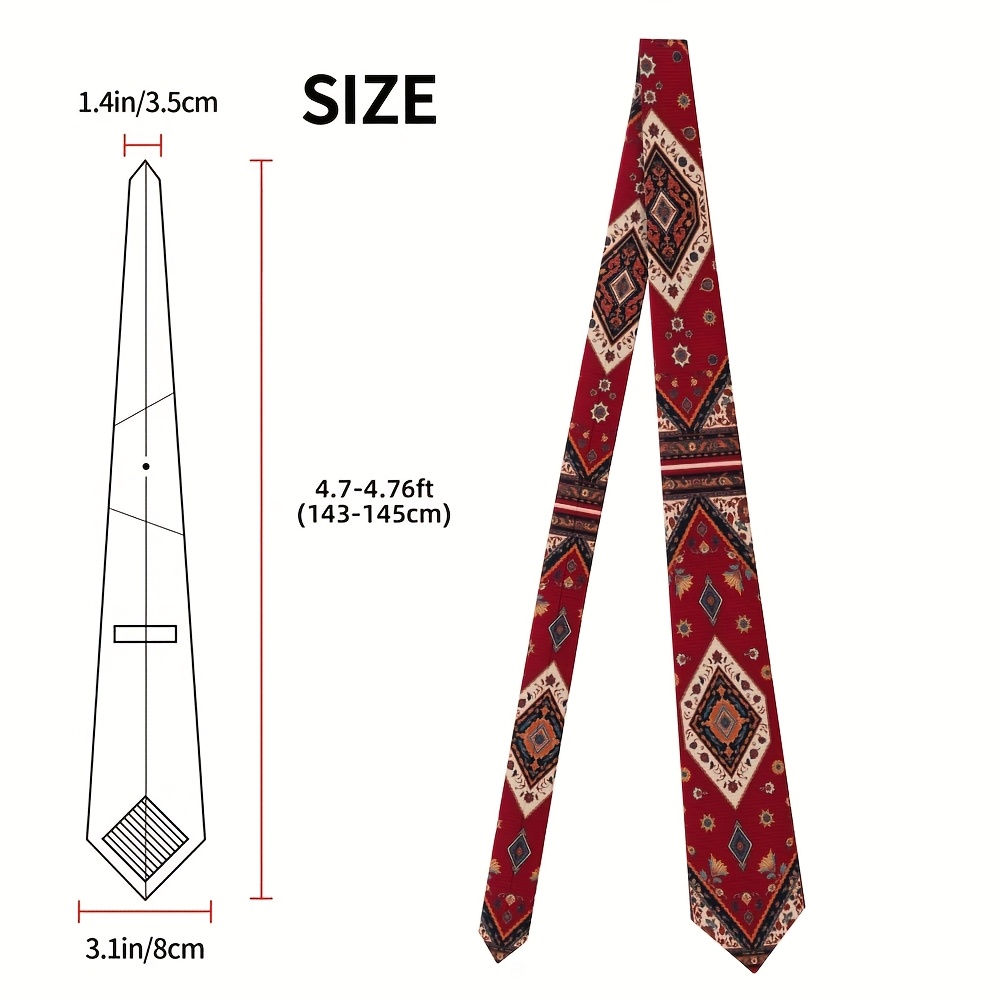 TEMU 1pc, Detailed Persian Design Men's Necktie, Made Of With A Width Of 8cm, A And Low-maintenance Accessory Suitable For Parties, , Or Gifting
