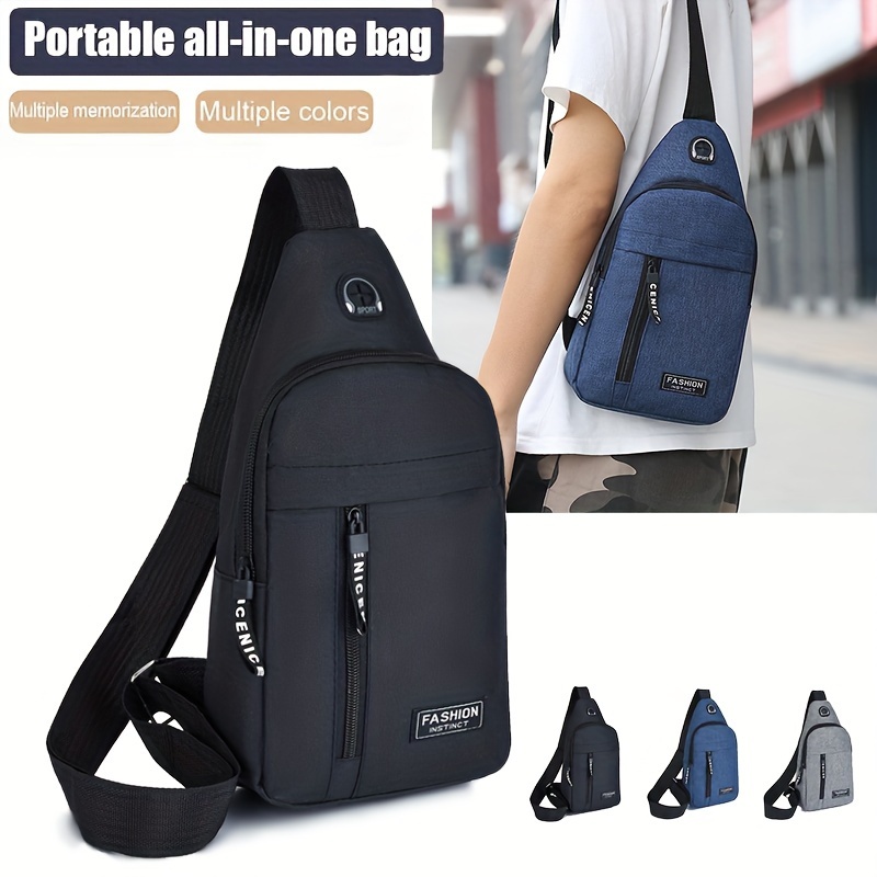 

Business Nylon Sling Backpack, Casual Sports Travel Crossbody Chest Bag, Adjustable Shoulder Strap, Multi-pocket Fanny Pack
