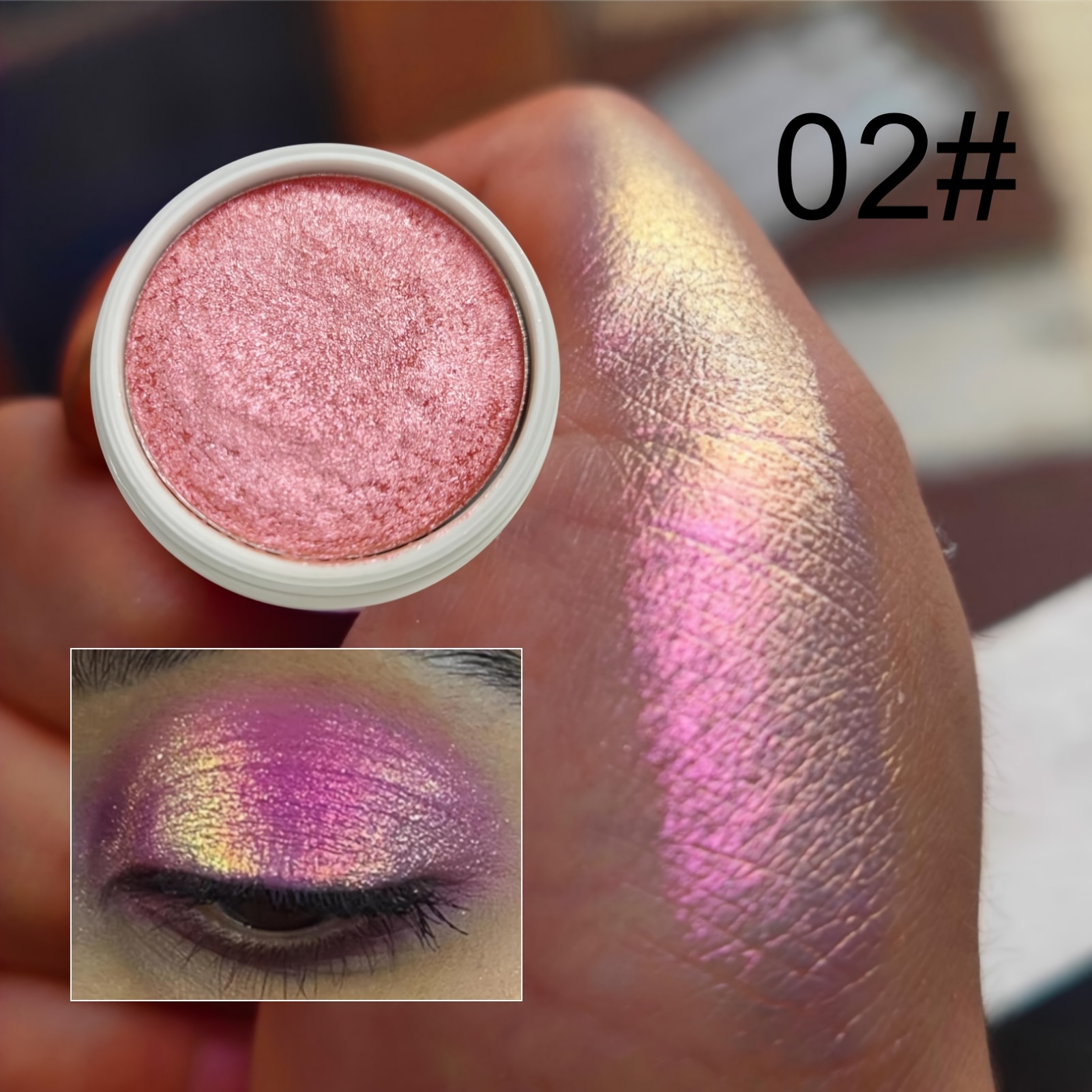 1pc Chameleon Glitter Eyeshadow Shimmer For Brightening Contouring, Metallic Gradient Colors Easy Makeup Festivals