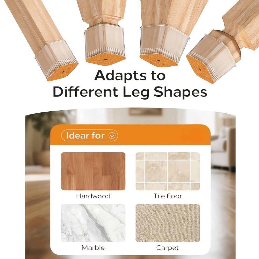 TEMU Juego de 32 fundas medianas para patas de silla - Hechas de material de silicona duradero, suaves y elásticas, se sujetan firmemente a para