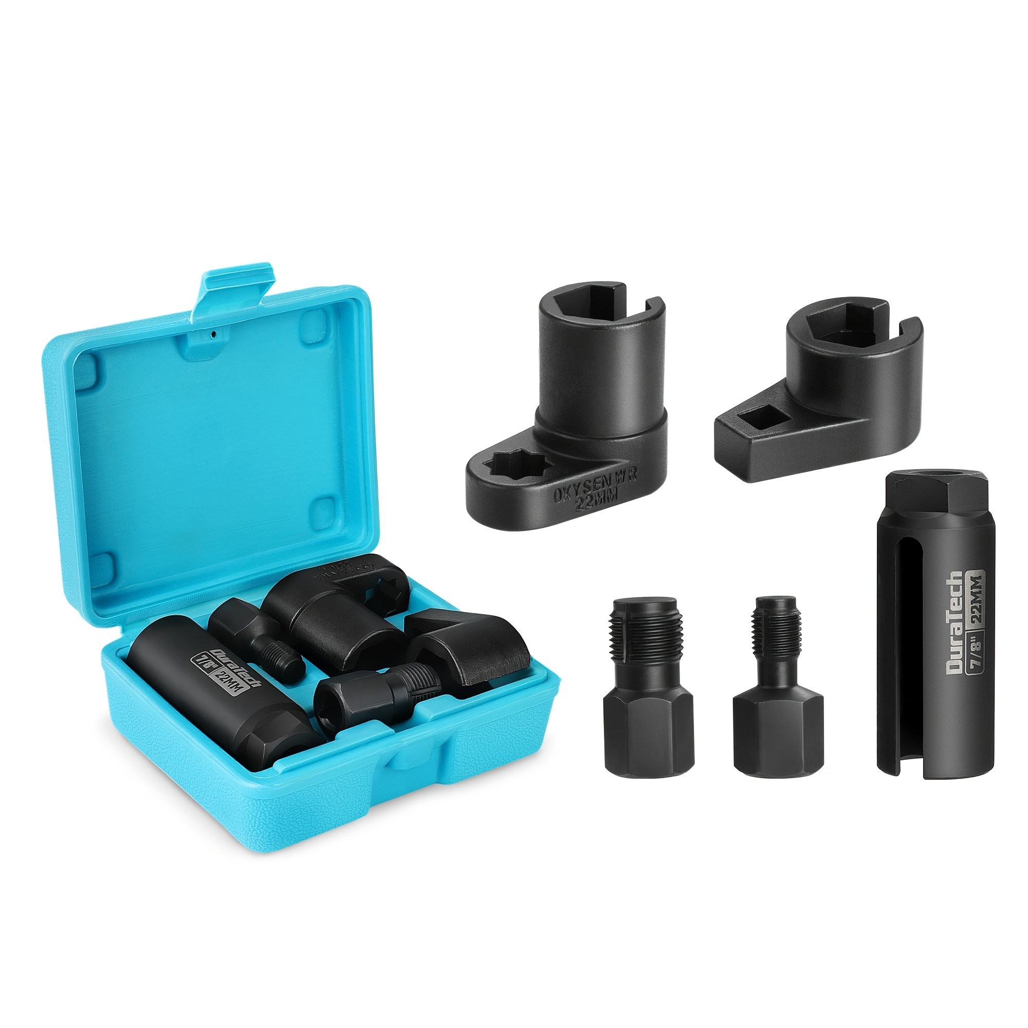 TEMU Duratech 5pcs Set For Sensor Sockets, Featuring Thread , Designed For 3/8" And 1/2" Drives, And Includes A 7/8" (22mm) Tool For Removing Oxygen