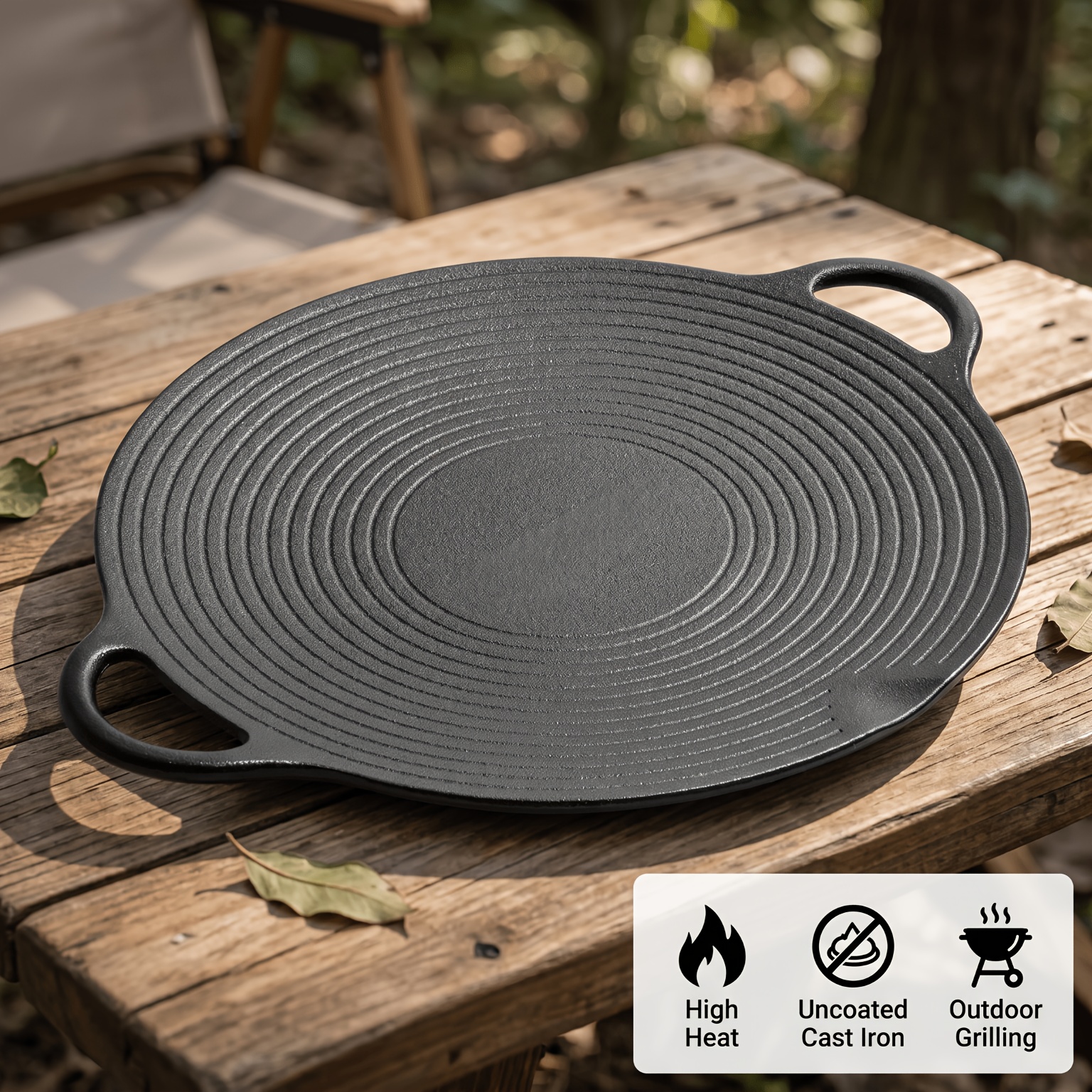 TEMU 1pc Cast Iron Grill Pan With Handles, 30cm/11.8in Cast Griddle Pan For Stovetop, Round Frying Pans Grill Pan, Compatible With Gas Stoves,
