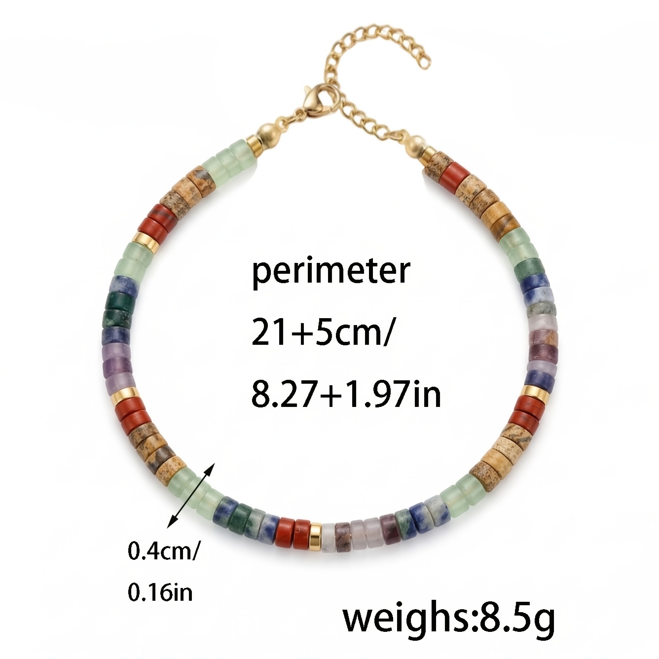 E-shop . Damen 7-Chakra-Fußkettchen – Boho-Yoga-Meditationsschmuck mit Natursteinperlen, verstellbar, geeignet für Yoga, Strandpartys, Geschenke,
