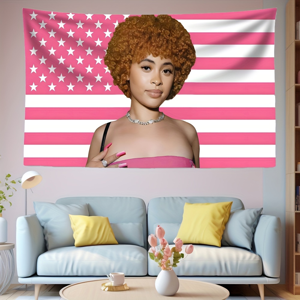 

Rapper American Flag Tapestry - 3x5 Ft, Pink & Stars Design For Bedroom, Living Room, Dorm Decor - Durable Polyester, Indoor Use