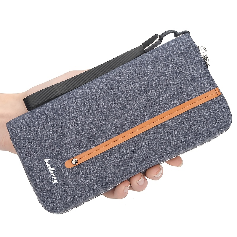 1pc Stylish And Minimalist Gray Long Wallet, Phone, Card, And Id Holder, Multi-functional Large Capacity Organizer, Zippered Folding Wallet, Trendy Accessory