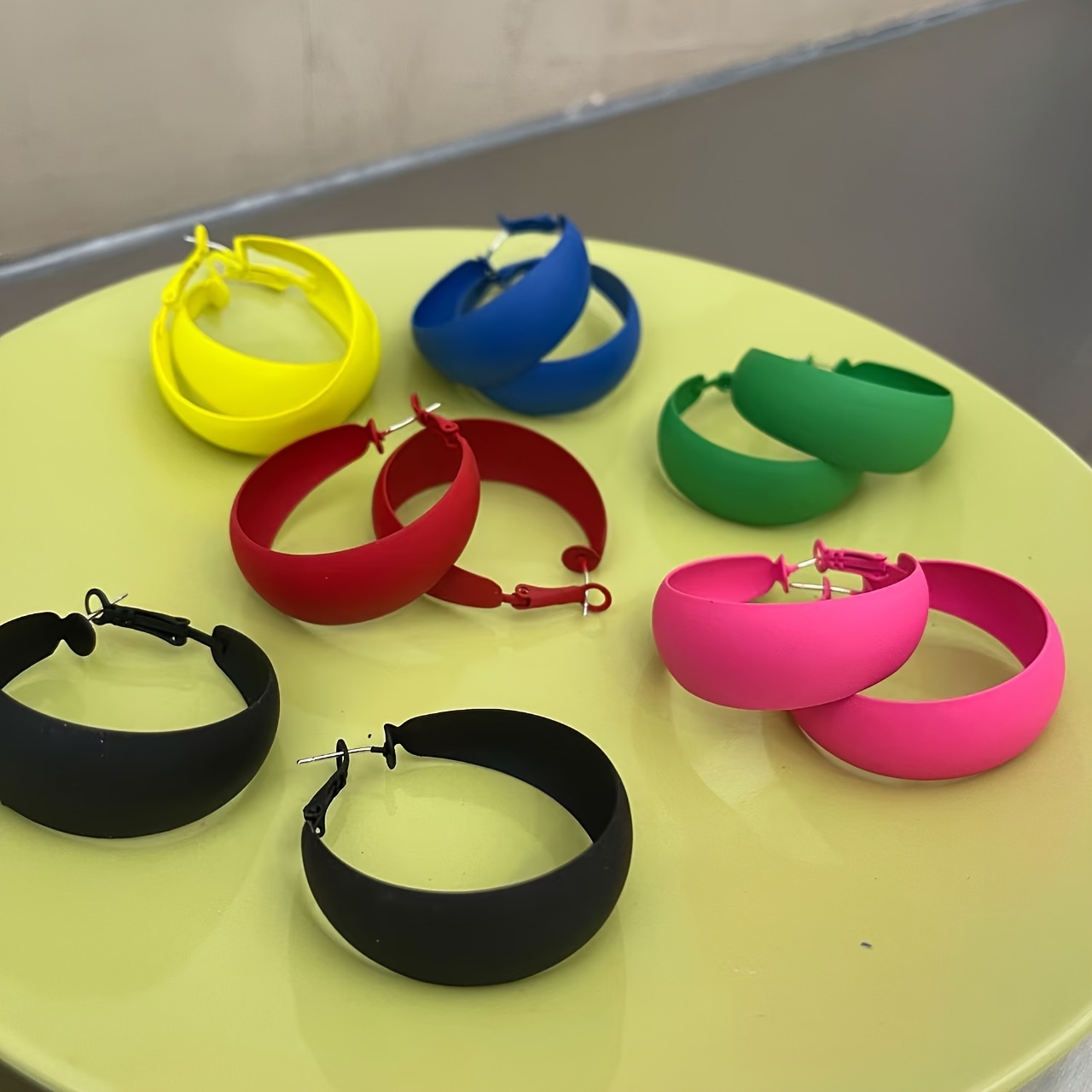 6 Pairs Retro Bohemian Hoop Earrings For Women - Candy Color Lightweight , Versatile Everyday Party Wedding Jewelry, Durable Metal Wear