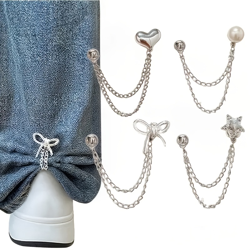 TEMU 10pcs Clips de vêtements multifonctionnels pour ourlets, Clips d'ourlet en métal d', de cœur et de nœud pour chemises et pantalons, Boutons de