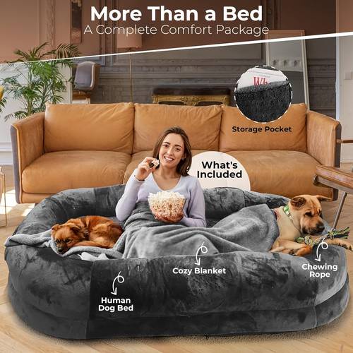 adult dog bed a large dog bed in human size suitable for men and women soft and comfortable lazy sofa bed for humans and pets washable plush sleeping bed for adults oval shaped dog bed for human size