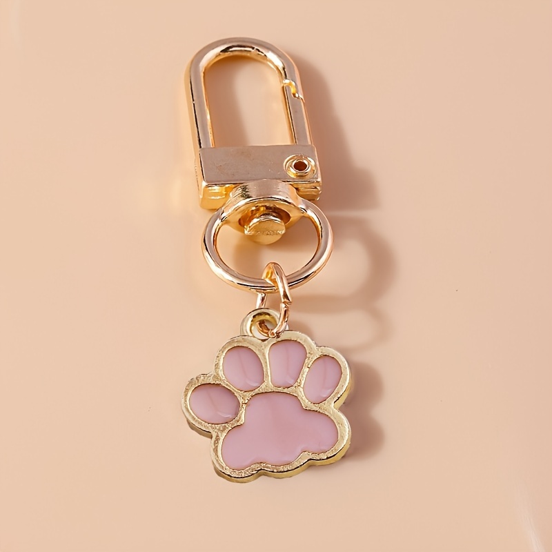 1pc cute cartoon paw print keychain sparkling glitter animal - Temu