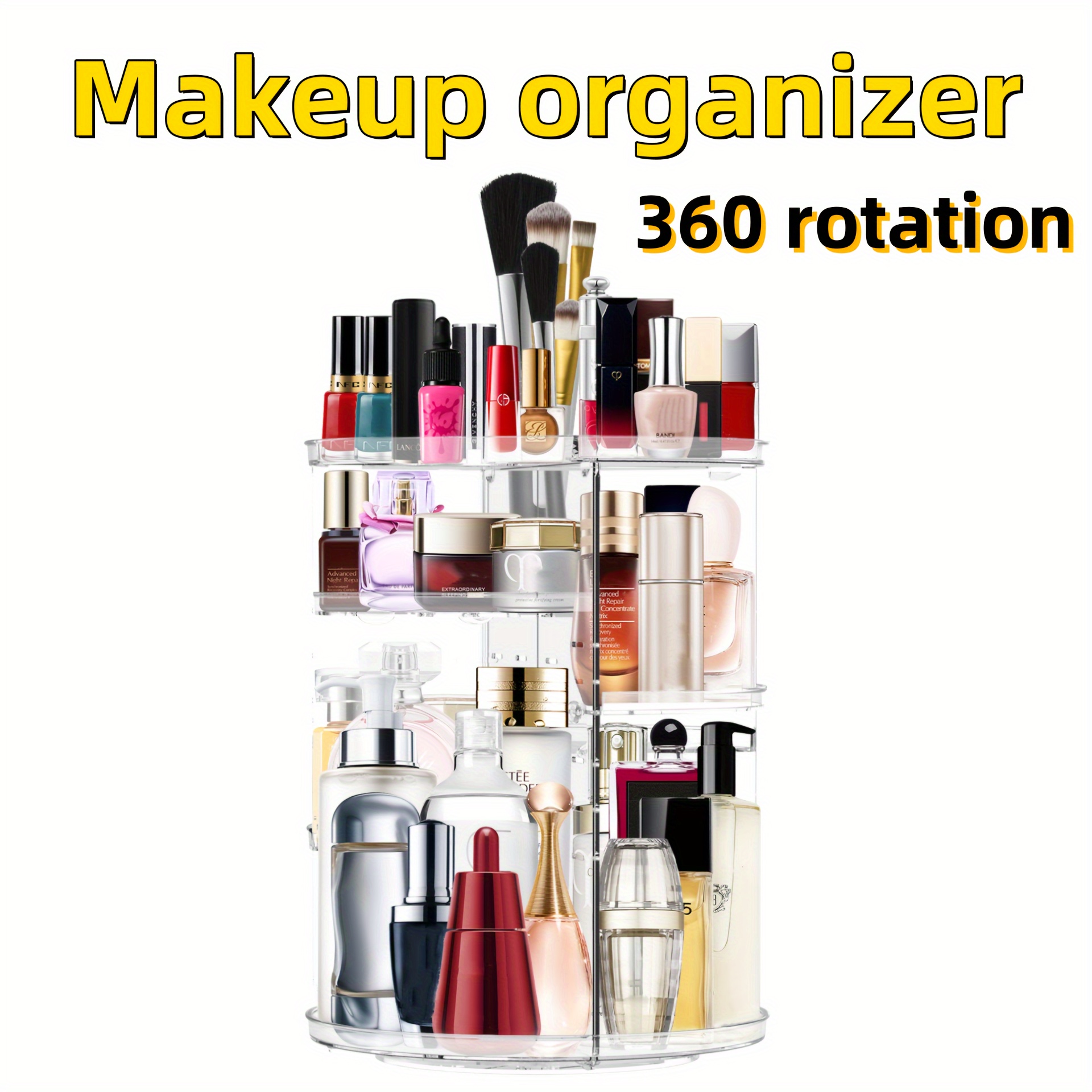 

360 Rotating Makeup Rack, 360 Rotating Makeup Box, Diy Adjustable Makeup Rack, Large Capacity Makeup Box Makeup Brush Makeup Cabinet, Suitable For Bedroom, Makeup Table, Bathroom And Office