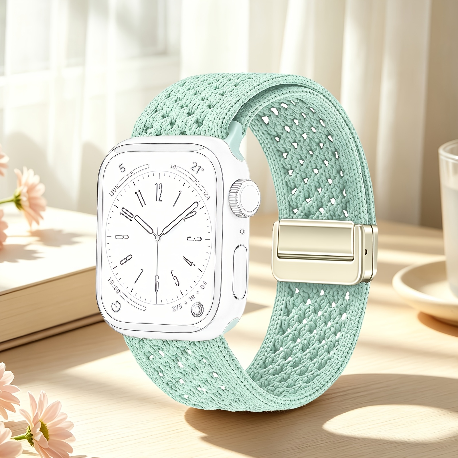 TEMU Breathable Sport Loop Compatible With Watch Bands 38mm 40mm 41mm 42mm 44mm 45mm 46mm 49mm, Women Men Braided Nylon Magnetic Clasp Strap For