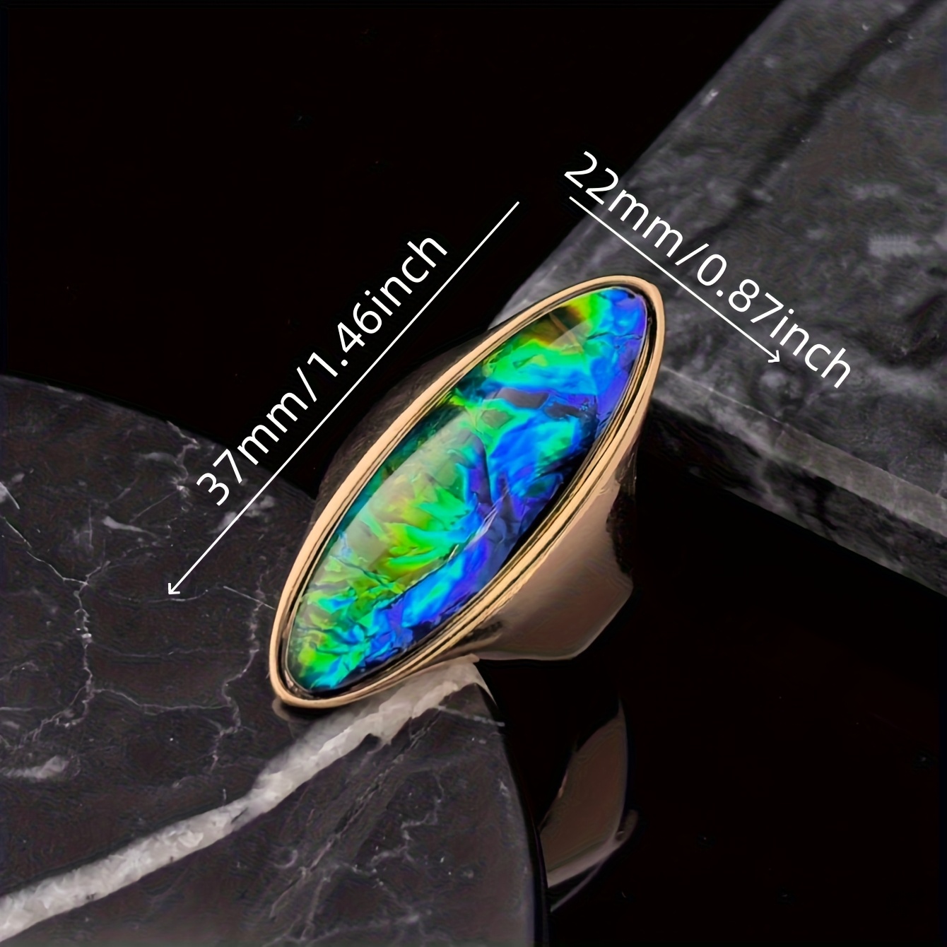 Women's High-Quality Golden Plated Colorful Stone Ring