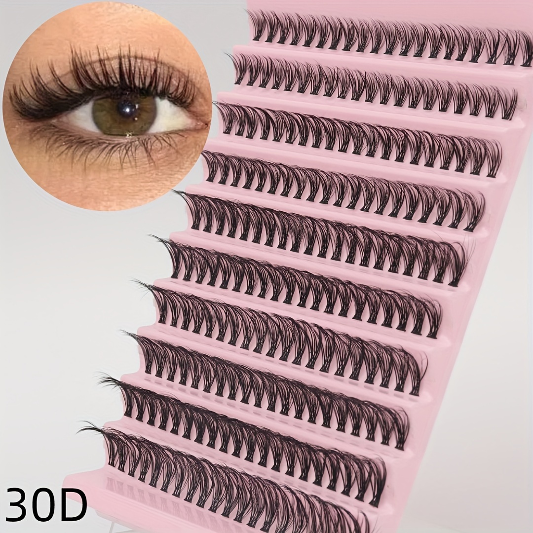 TEMU 200pcs Length Cluster Lashes Set, 30d/40d Volume - Wispy & Doll-like, Reusable False Eyelashes For A , Parties & Cosplay, Easy Diy Application, Beginner-friendly, 10-16mm