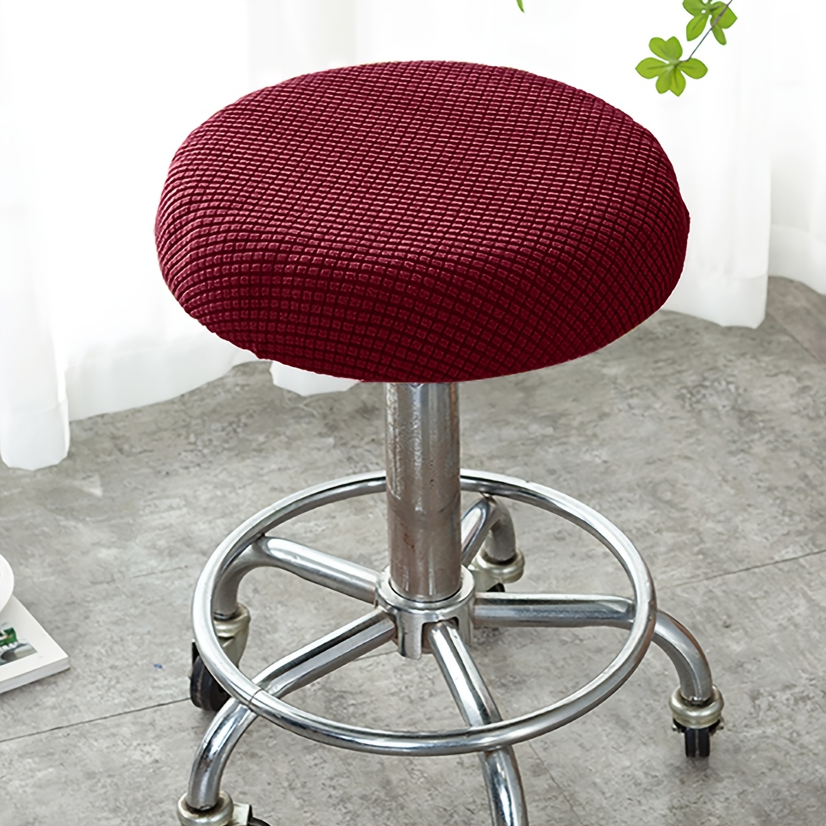 TEMU 1pc Elastic Stool Cover Compatible For Stools - Soft Warm Fabric With Elastic Band Closure, Fit For, Office, - Machine Washable Chair (no