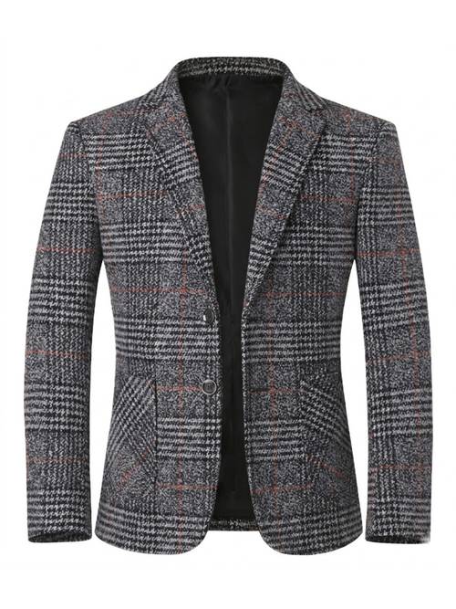 objektbild herrkavaj fit med rutigt mönster, vintage brittisk stil khakifÀrgad rutig , affÀrscasual kostymjacka, lÀmplig för bröllop och kontorsoccasioner, smart casual
