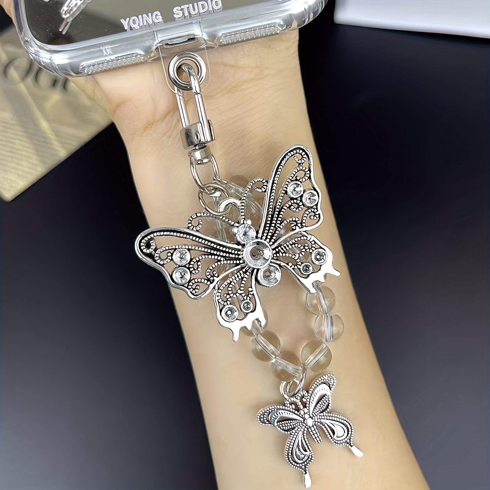 

1pc Double Metal , Clear Keychain, Diy Phone Decorative Pendant, Phone , (phone )