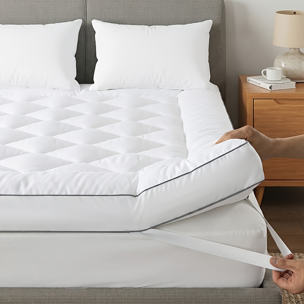 imagen del artículo   Cubrecolchón   de 9 cm 1200 GSM,   Dual-Microfibra+Esponja, Relleno de Microfibra y Esponja,   de Microfibra con Correas Elásticas Fuertes, Transpirable y  , Protector de Cama para Somier y Artículos Esenciales de Ropa de Cama